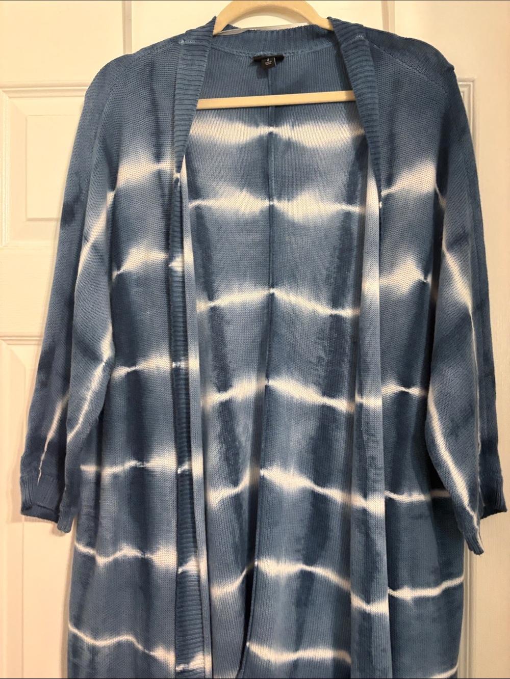 Torrid Blue and White Tie-Dye Open Front Cardigan